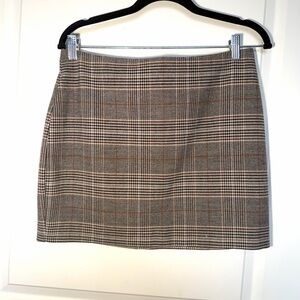 Express Plaid Mini Skirt Brown High Rise Size 8 NWT